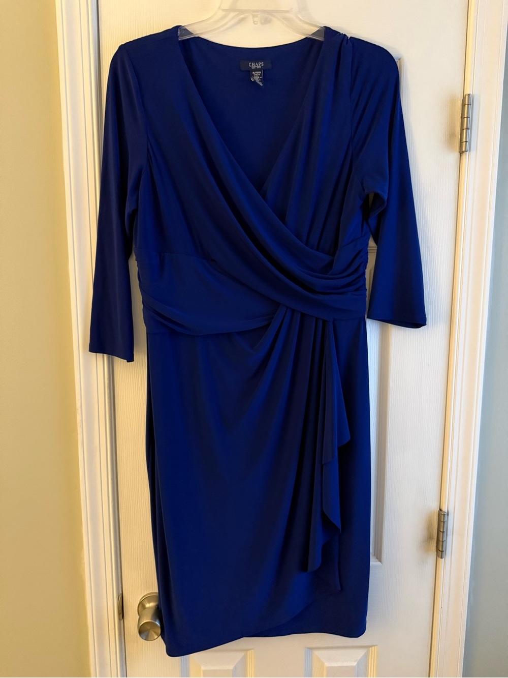 Chaps Women's Cobalt Blue Faux-Wrap Midi Dress